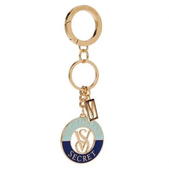Victoria's Secret Signature Bag Backpack Charm Keychain Gold VS Logo Monogram - Picture 2 of 3
